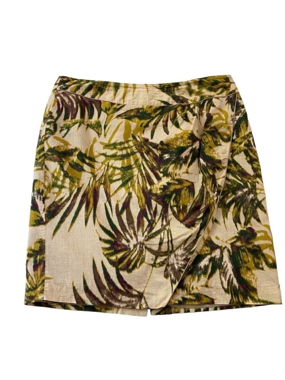 MARIO Serrani mini skirt 100% cotton tropical safari pattern size 14 lightweight
